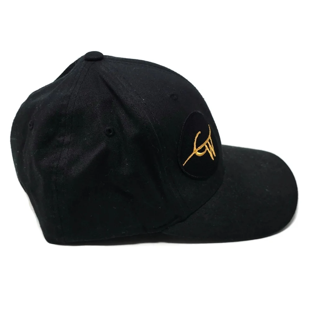 Canyon Wind Embroidered Flexfit Hat Cap Black Gold Large - XLarge
